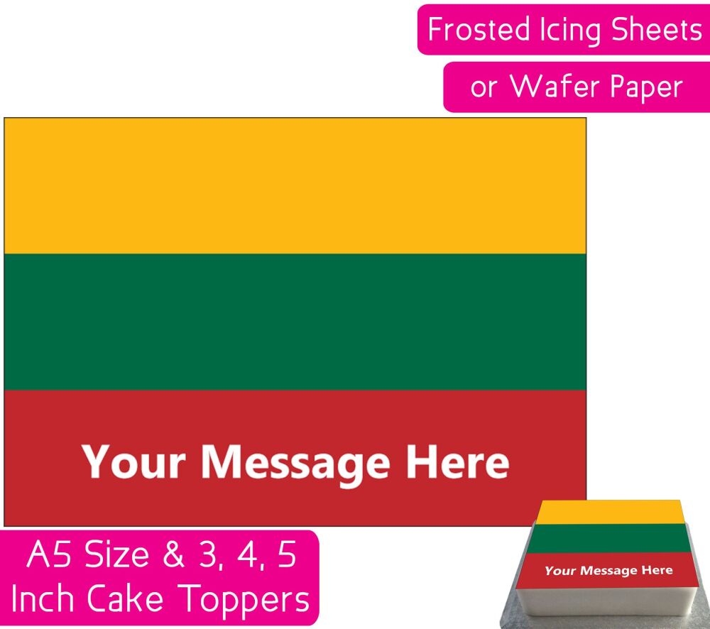 Lithuania Flag A5 Rectangular Personalised Cake Topper
