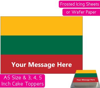 Lithuania Flag A5 Rectangular Personalised Cake Topper