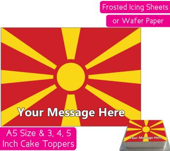 Macedonia Flag A5 Rectangular Personalised Cake Topper