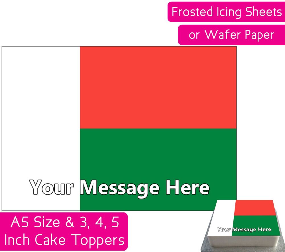 Madagascar Flag A5 Rectangular Personalised Cake Topper