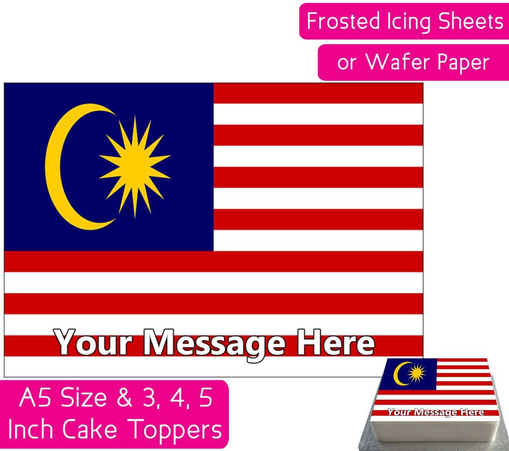 Malaysia Flag A5 Rectangular Personalised Cake Topper