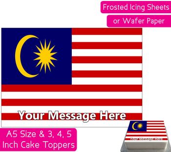 Malaysia Flag A5 Rectangular Personalised Cake Topper