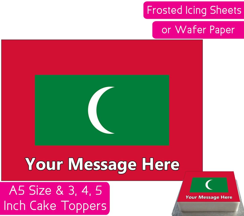 Maldives Flag A5 Rectangular Personalised Cake Topper