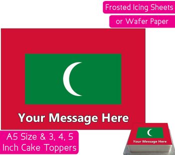Maldives Flag A5 Rectangular Personalised Cake Topper