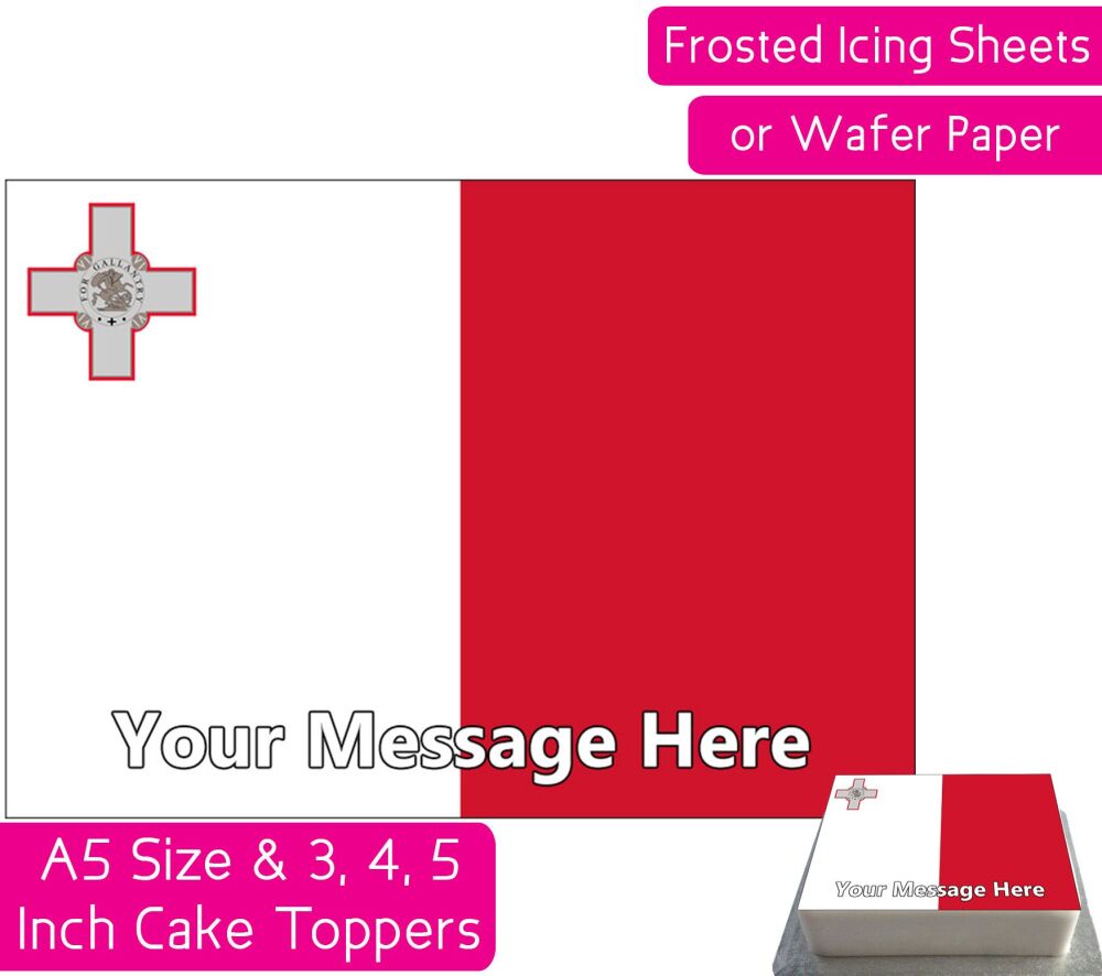 Malta Flag A5 Rectangular Personalised Cake Topper