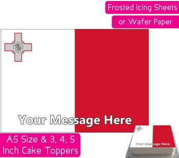 Malta Flag A5 Rectangular Personalised Cake Topper