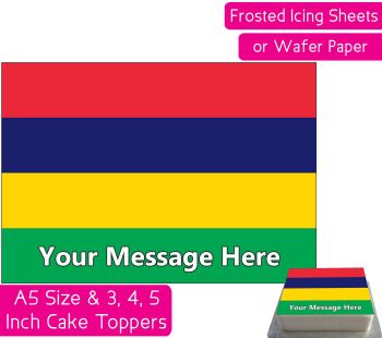 Mauritius Flag A5 Rectangular Personalised Cake Topper