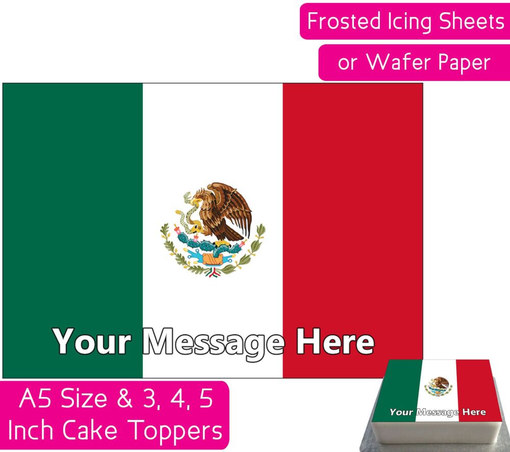 Mexico Flag A5 Rectangular Personalised Cake Topper