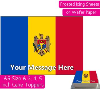 Moldova Flag A5 Rectangular Personalised Cake Topper