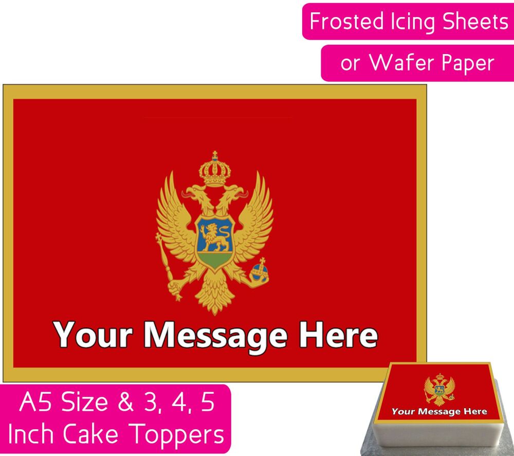 Montenegro Flag A5 Rectangular Personalised Cake Topper
