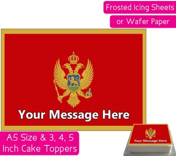 Montenegro Flag A5 Rectangular Personalised Cake Topper