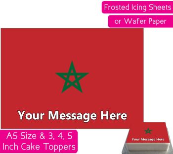Morocco Flag A5 Rectangular Personalised Cake Topper