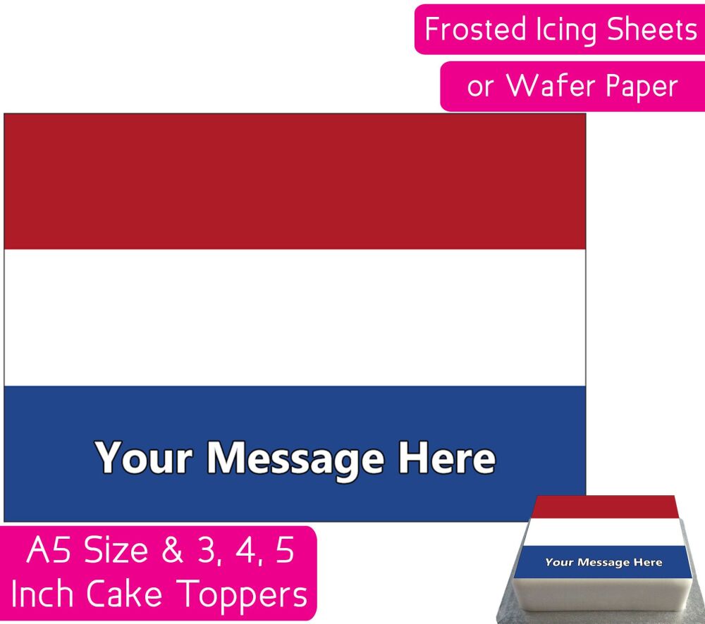 Netherlands Flag A5 Rectangular Personalised Cake Topper