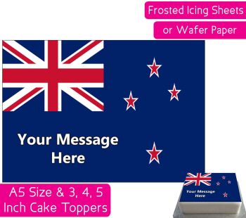 New Zealand Flag A5 Rectangular Personalised Cake Topper