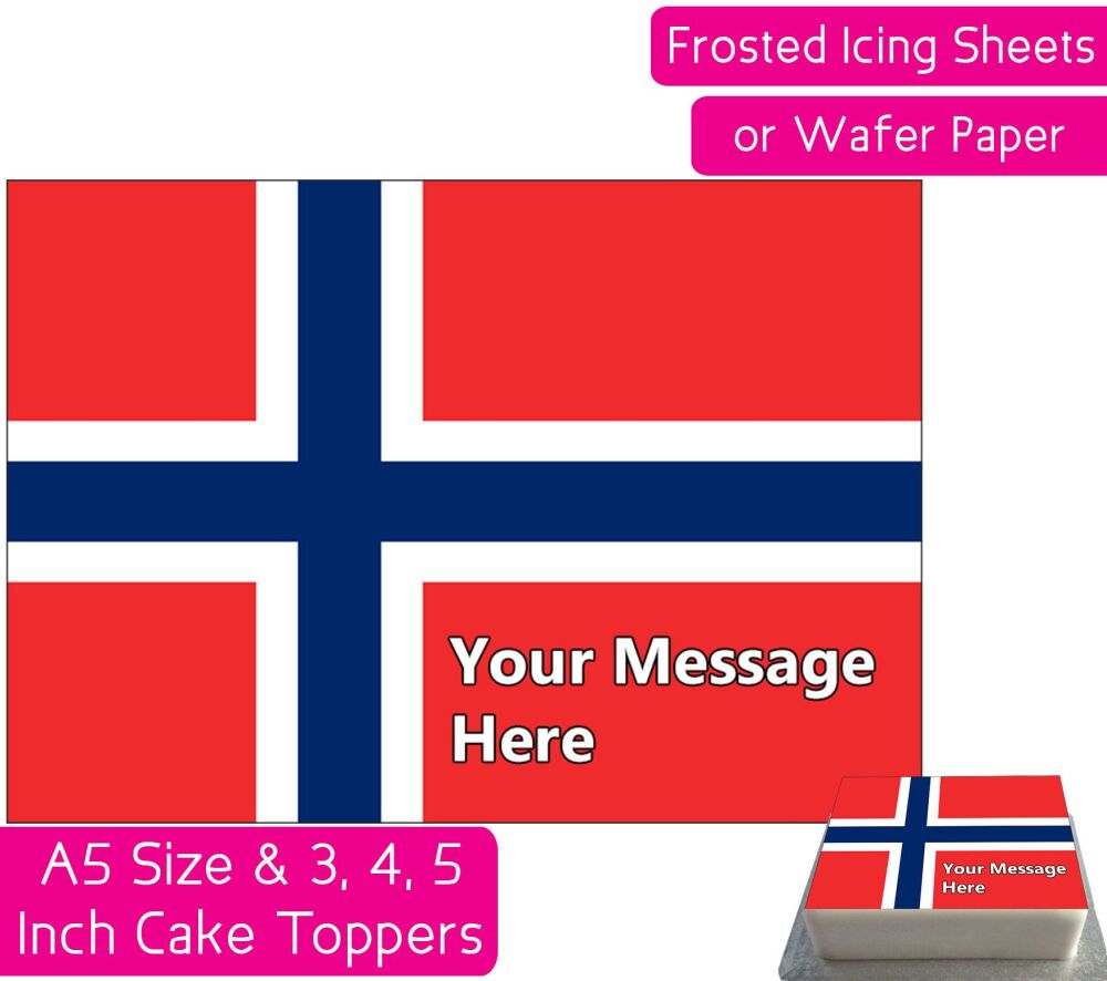 Norway Flag A5 Rectangular Personalised Cake Topper