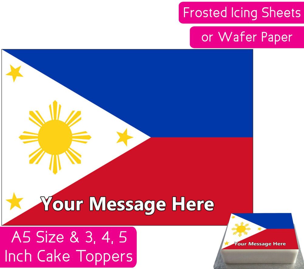 Philippines Flag A5 Rectangular Personalised Cake Topper