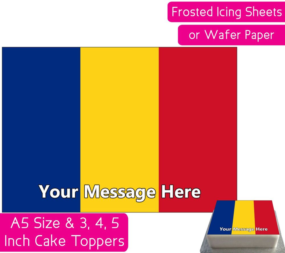 Romania Flag A5 Rectangular Personalised Cake Topper