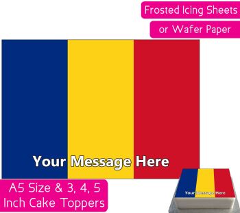 Romania Flag A5 Rectangular Personalised Cake Topper