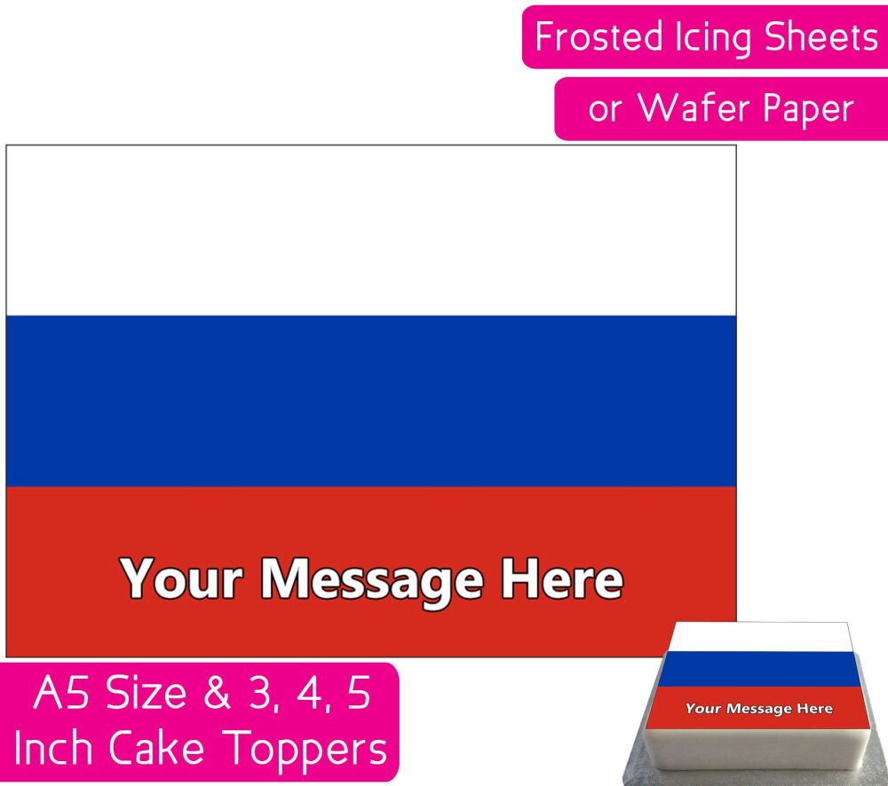 Russia Flag A5 Rectangular Personalised Cake Topper
