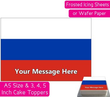 Russia Flag A5 Rectangular Personalised Cake Topper