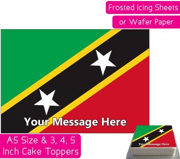 Saint Kitts Nevis Flag A5 Rectangular Personalised Cake Topper