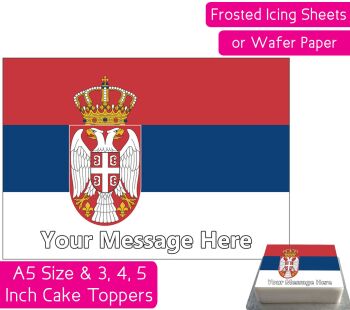 Serbia Flag A5 Rectangular Personalised Cake Topper