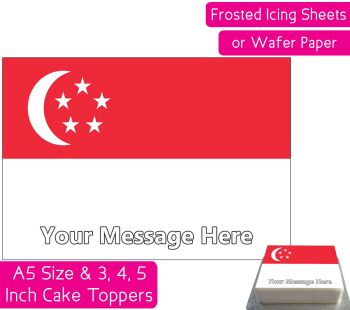 Singapore Flag A5 Rectangular Personalised Cake Topper