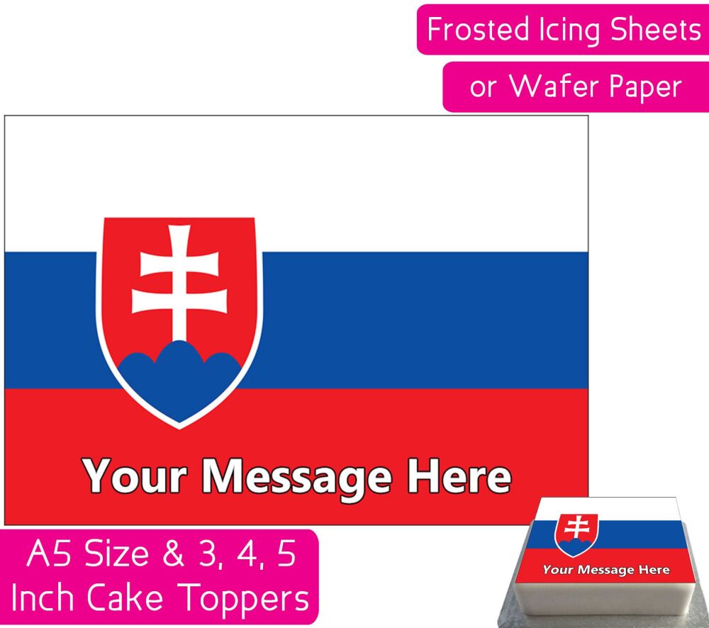 Slovakia Flag A5 Rectangular Personalised Cake Topper