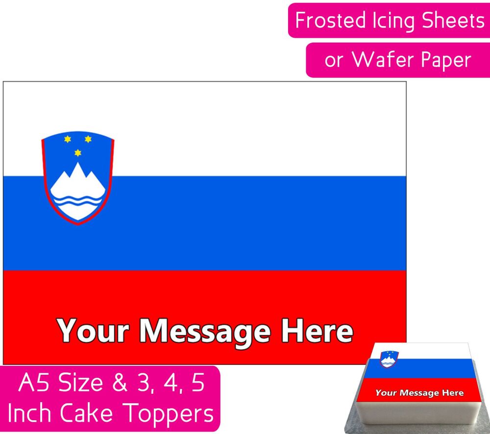 Slovenia Flag A5 Rectangular Personalised Cake Topper