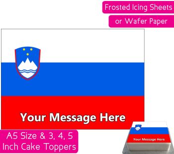 Slovenia Flag A5 Rectangular Personalised Cake Topper