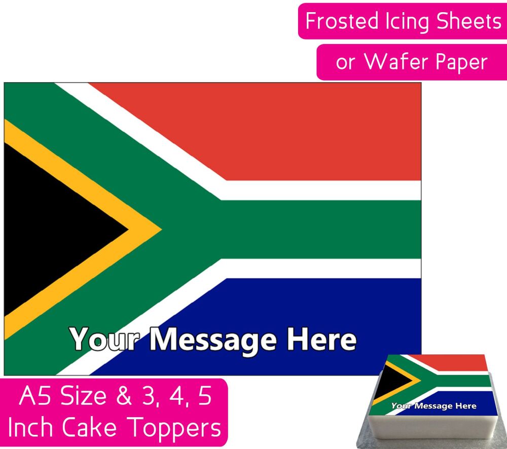 South Africa Flag A5 Rectangular Personalised Cake Topper
