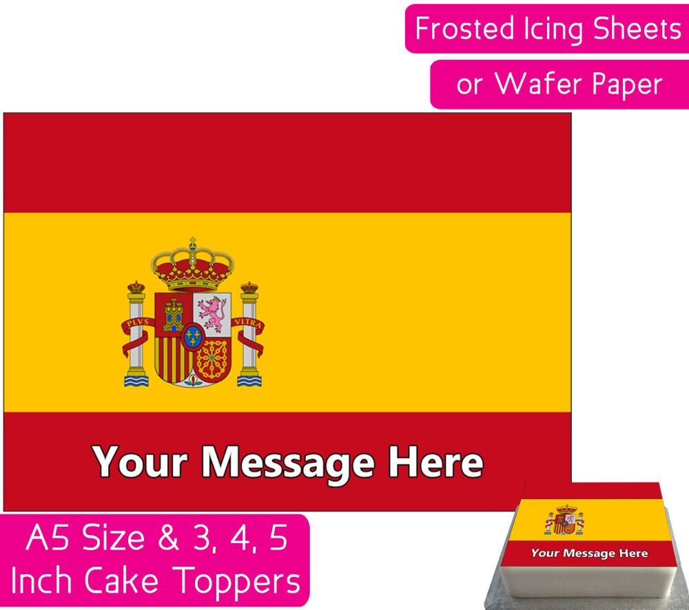 Spain Flag A5 Rectangular Personalised Cake Topper