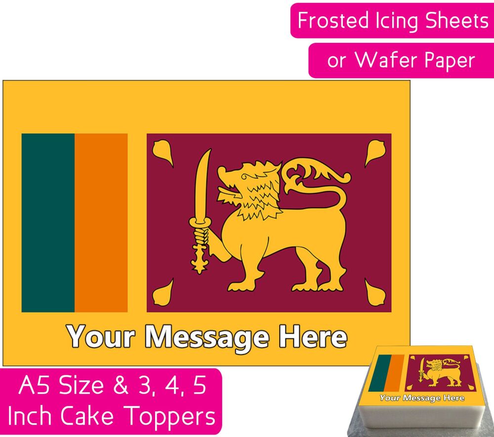 Sri Lanka Flag A5 Rectangular Personalised Cake Topper