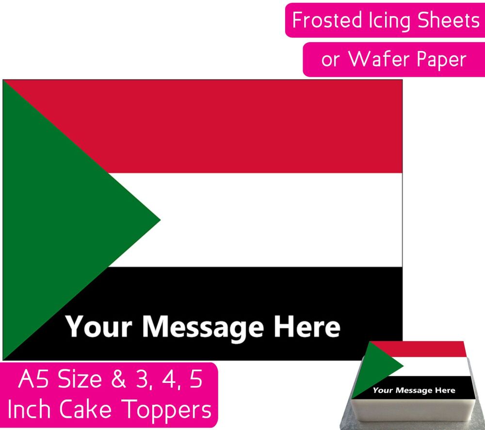 Sudan Flag A5 Rectangular Personalised Cake Topper
