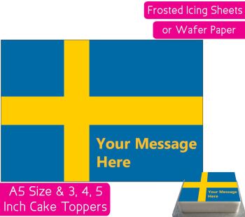 Sweden Flag A5 Rectangular Personalised Cake Topper