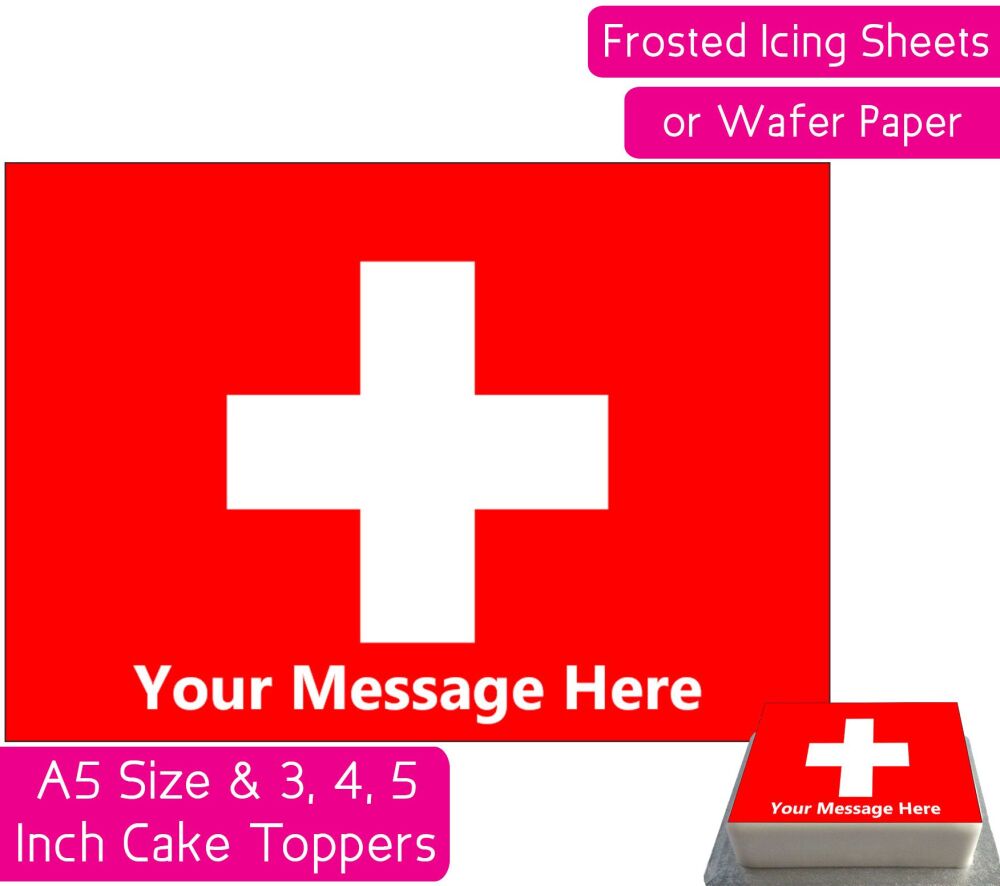 Switzerland Flag A5 Rectangular Personalised Cake Topper