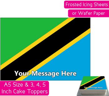 Tanzania Flag A5 Rectangular Personalised Cake Topper