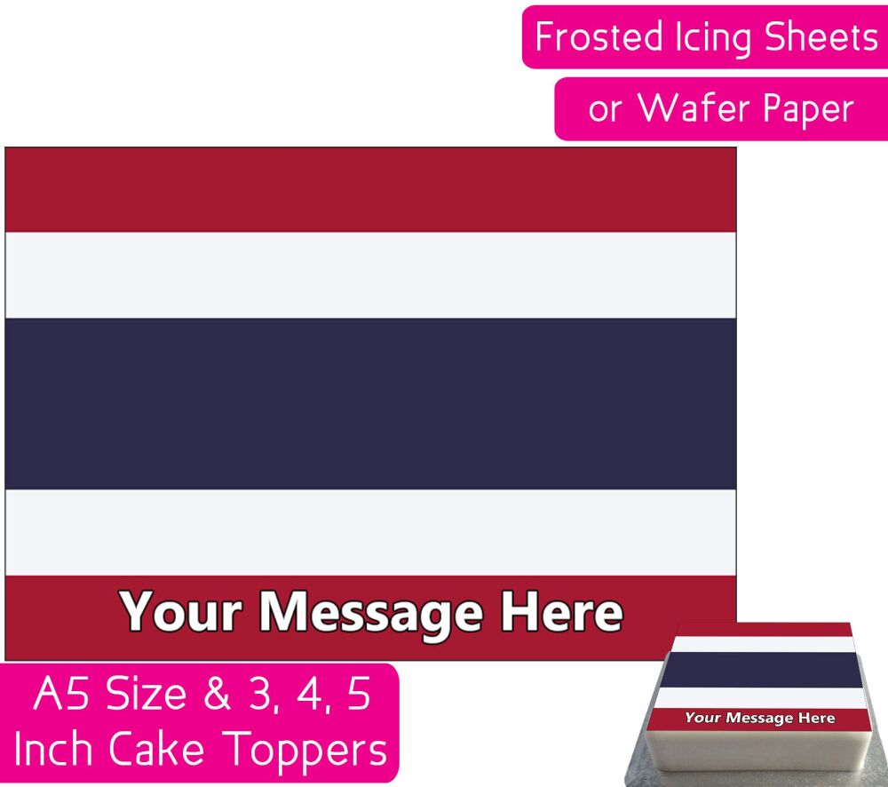 Thailand Flag A5 Rectangular Personalised Cake Topper