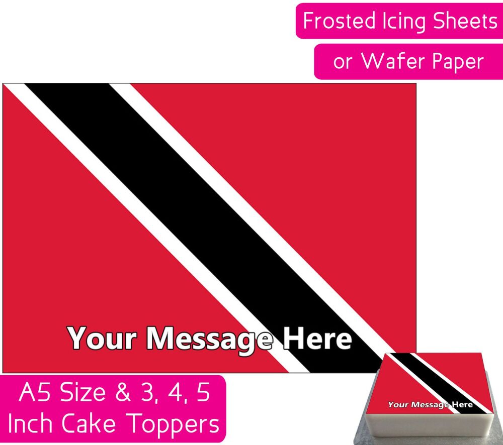 Trinidad Tobago Flag A5 Rectangular Personalised Cake Topper
