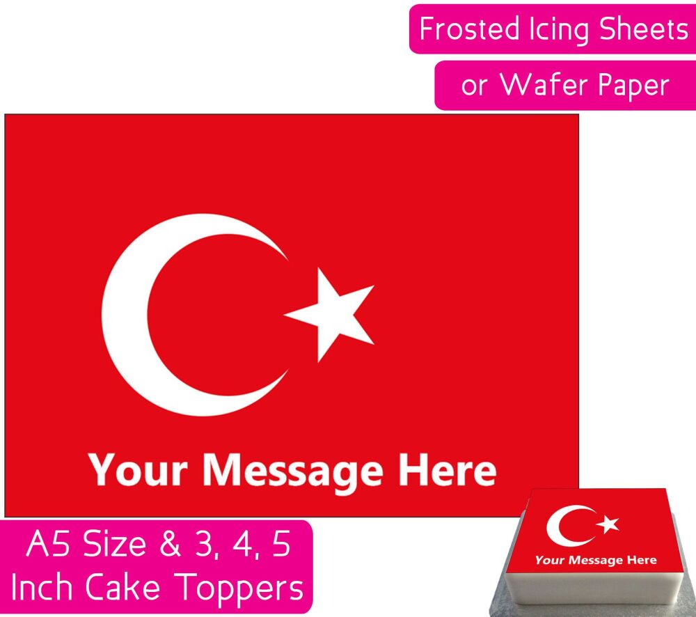 Turkey Flag A5 Rectangular Personalised Cake Topper
