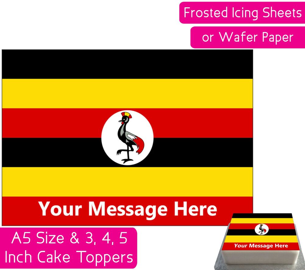 Uganda Flag A5 Rectangular Personalised Cake Topper