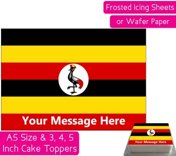 Uganda Flag A5 Rectangular Personalised Cake Topper