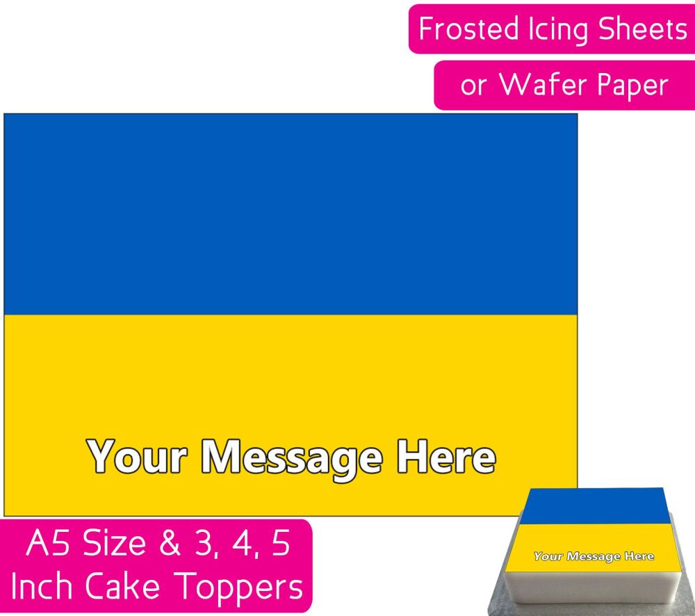 Ukraine Flag A5 Rectangular Personalised Cake Topper
