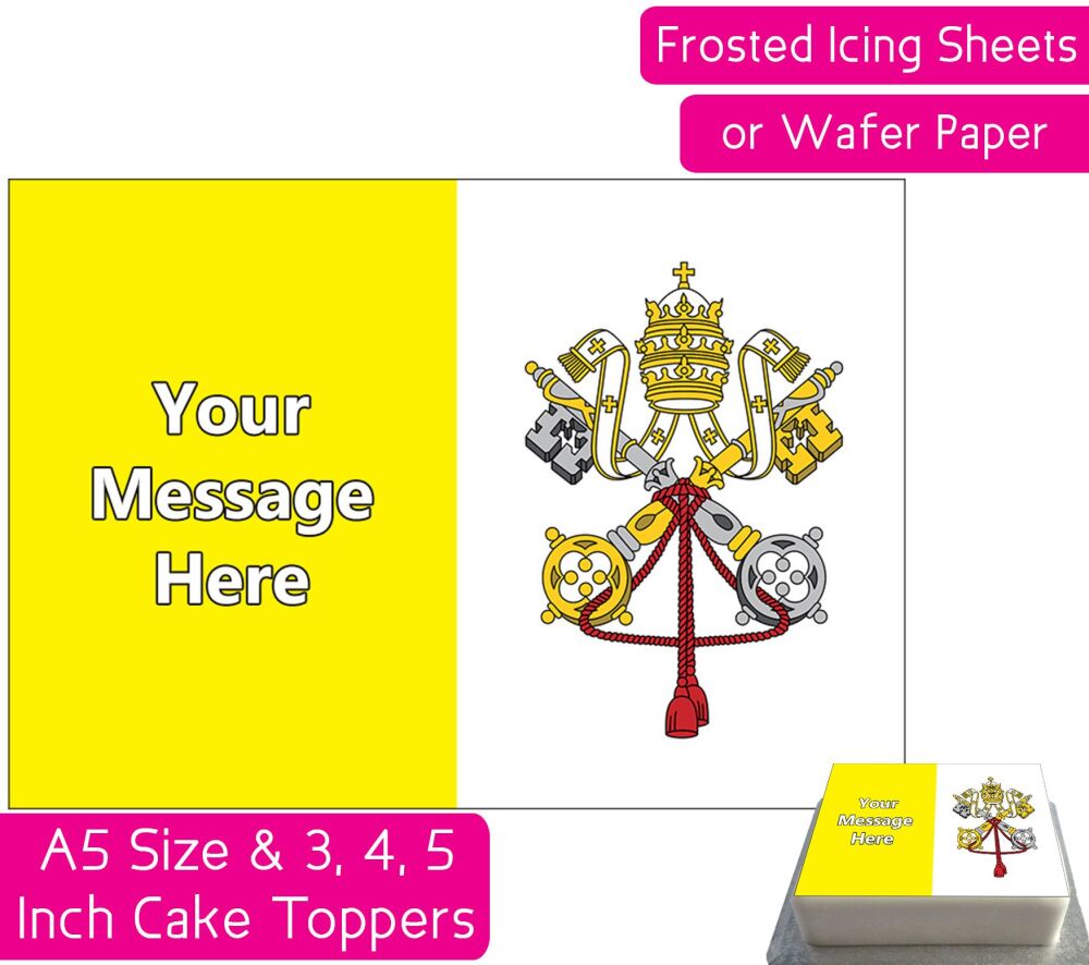 Vatican City Flag A5 Rectangular Personalised Cake Topper