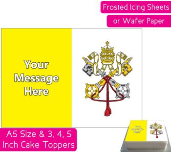 Vatican City Flag A5 Rectangular Personalised Cake Topper