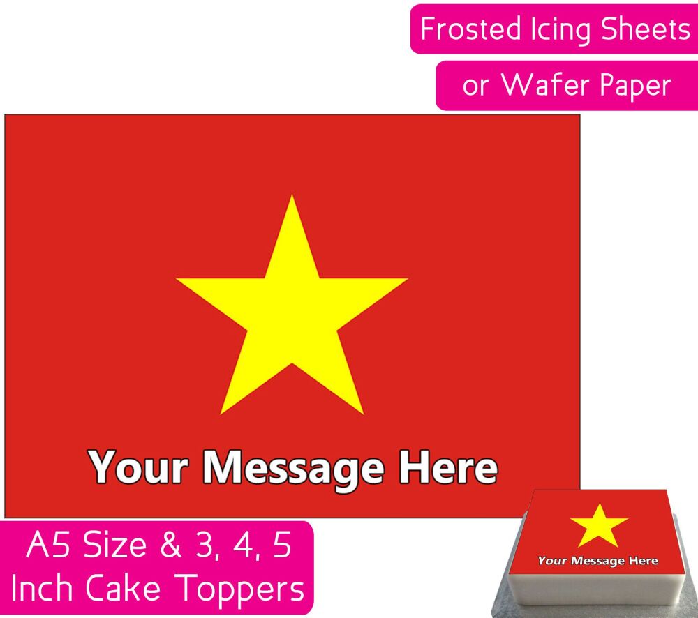 Vietnam Flag A5 Rectangular Personalised Cake Topper