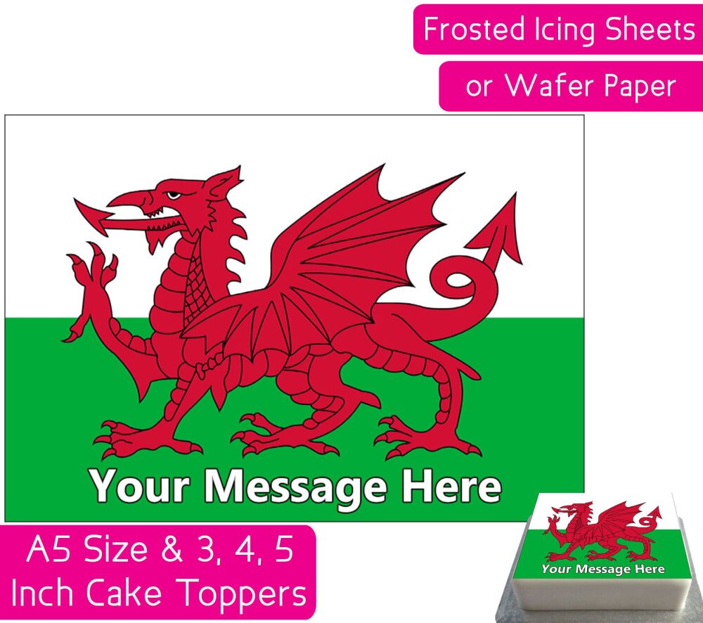 Welsh Flag A5 Rectangular Personalised Cake Topper