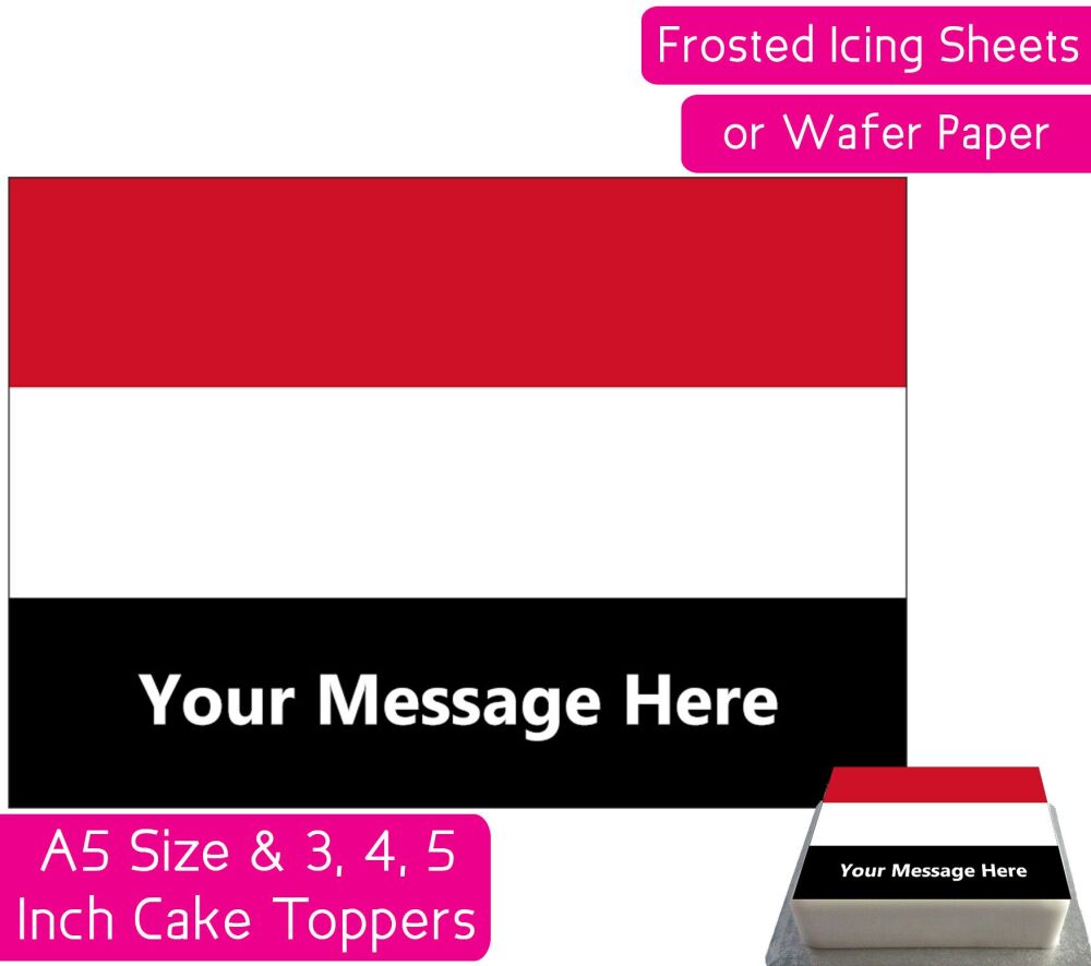 Yemen Flag A5 Rectangular Personalised Cake Topper