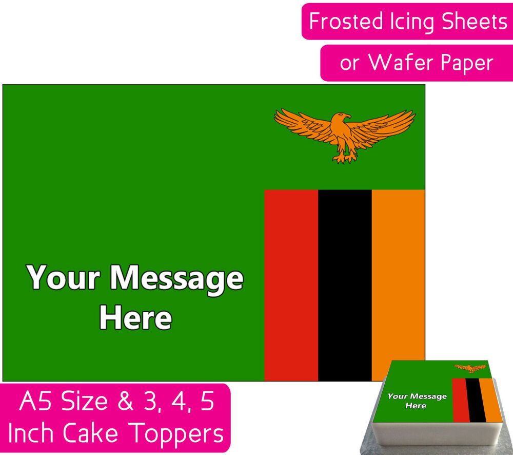 Zambia Flag A5 Rectangular Personalised Cake Topper