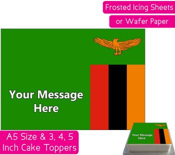 Zambia Flag A5 Rectangular Personalised Cake Topper